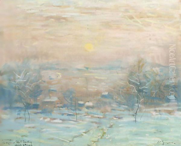 Sunrise In A Winterlandscape Oil Painting by Arthur C. Goodwin