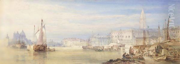 Venice Looking Up The Grand Canal Oil Painting by William Callow