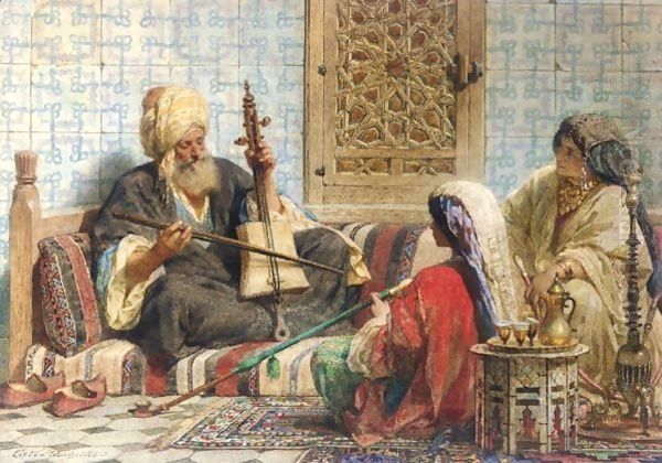 Music In The Harem Oil Painting by Carl Haag