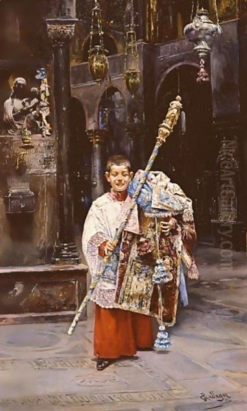 Choir Boy Oil Painting by Jose Gallegos Y Arnosa