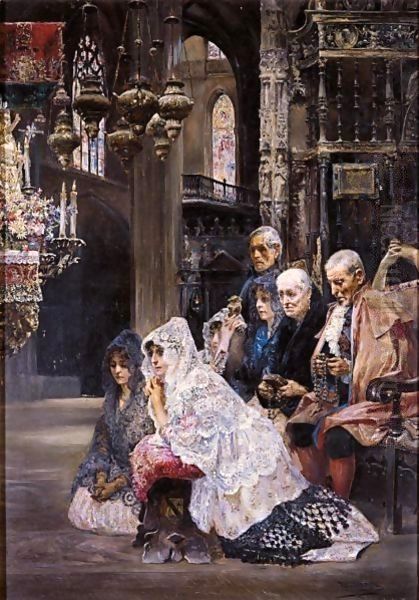 El Casamiento (The Wedding Ceremony) Oil Painting by Jose Gallegos Y Arnosa