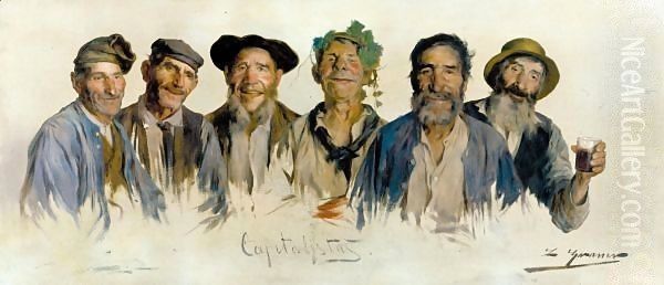 Capitalistas (Men Of Commerce) Oil Painting by Luis Graner Arrufi