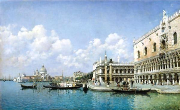 View Towards The Doge's Palace And Santa Maria Della Salute Oil Painting by Federico del Campo