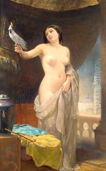 Nue Au Perroquet Oil Painting by Alexis Joseph Perignon