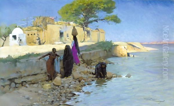 Washerwomen On The Nile by Wilhelm Kuhnert