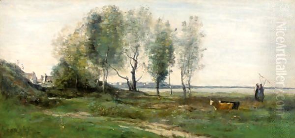 La Baie De Somme Oil Painting by Jean-Baptiste-Camille Corot