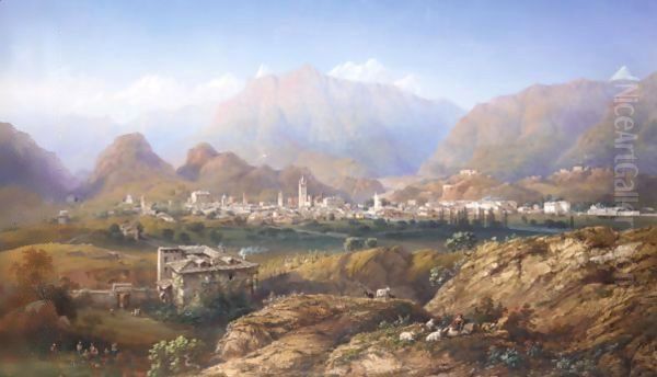 View Of Susa, Savoy Oil Painting by Carlo Bossoli