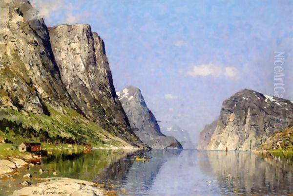 A Norwegian Fjord 5 Oil Painting by Adelsteen Normann