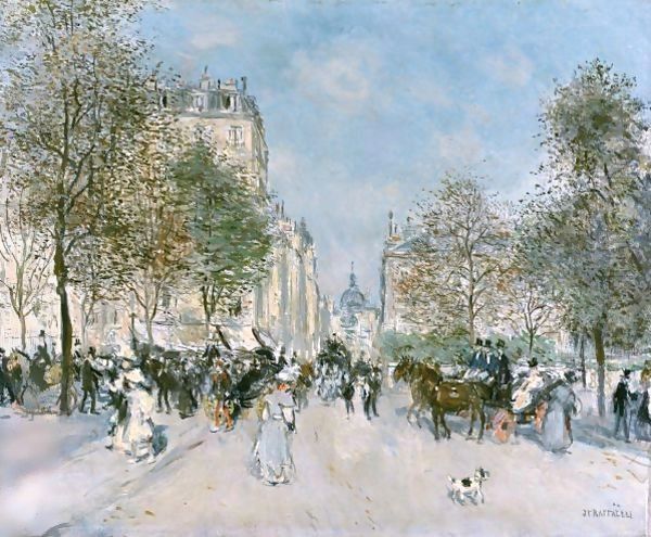 Au Coin Des Champs-Elysees Oil Painting by Jean-Francois Raffaelli