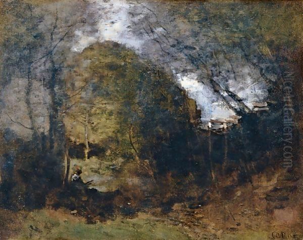 Le Dessinateur Dans Le Vallon Oil Painting by Jean-Baptiste-Camille Corot