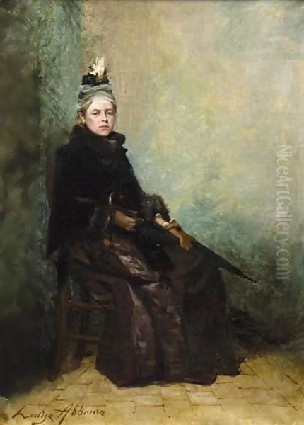 Portrait Of A Woman Wearing A Coat And Holding An Umbrella Oil Painting by Louise Abbema