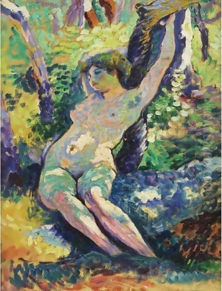 Jeune Femme (Study For La Clairiere) Oil Painting by Henri Edmond Cross