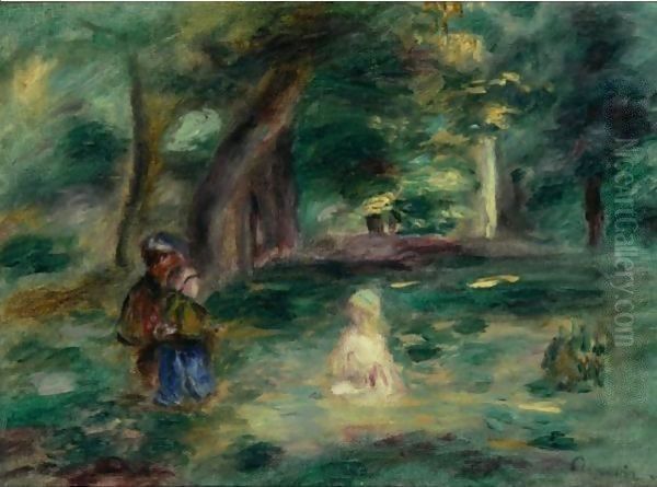 Trois Personnages Dans Un Paysage Oil Painting by Pierre Auguste Renoir