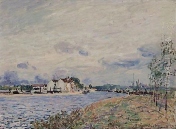 L'Embouchure Du Loing A Saint-Mammes Oil Painting by Alfred Sisley