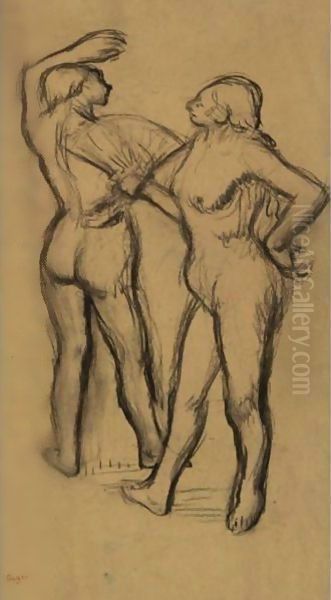 Deux Danseuses En Maillot Oil Painting by Edgar Degas