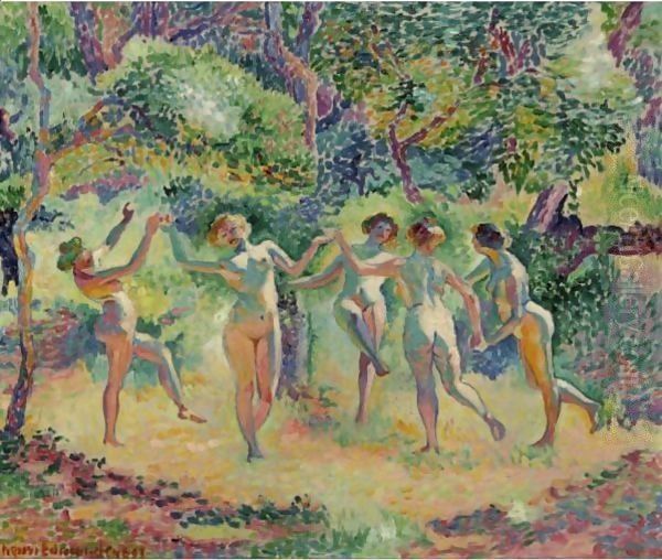 La Ronde (Etude Pour La Clairiere) Oil Painting by Henri Edmond Cross