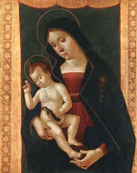 Madonna And Child With A Goldfinch Oil Painting by Romano Antoniazzo