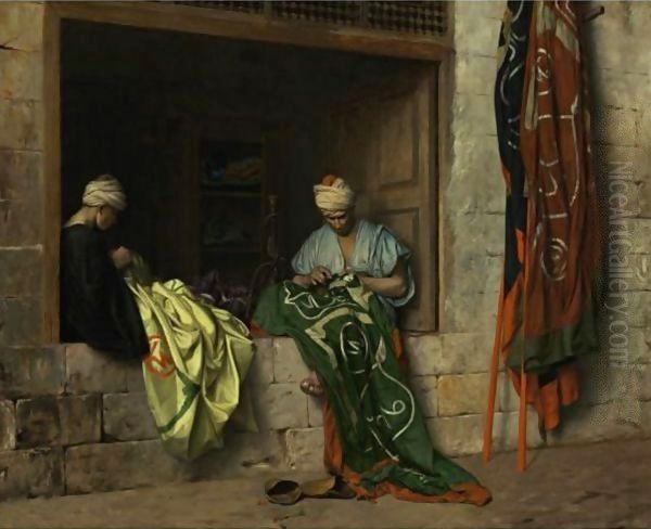 The Flagmakers (Les Fabricants De Drapeaux) Oil Painting by Jean-Leon Gerome