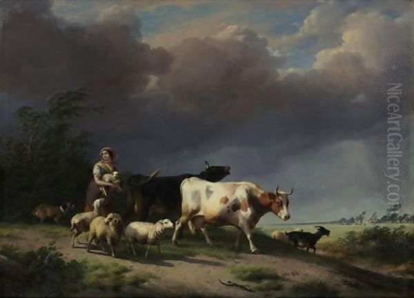 The Approaching Storm Oil Painting by Eugene Verboeckhoven