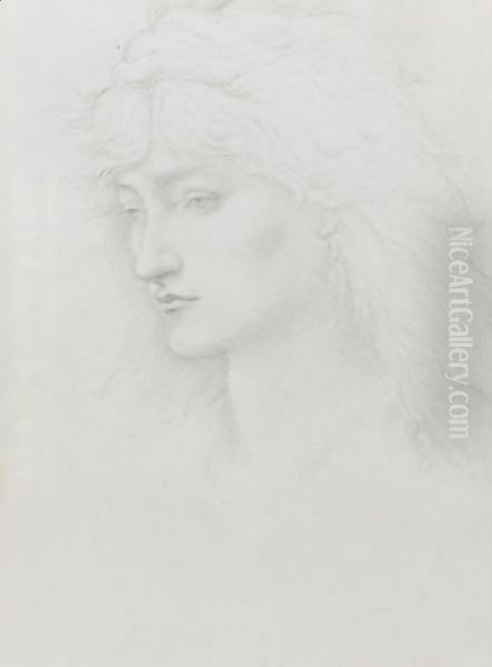 Head Study From The Perseus Series Oil Painting by Sir Edward Coley Burne-Jones