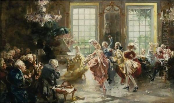 A Spirited Dance Oil Painting by Francois Brunery