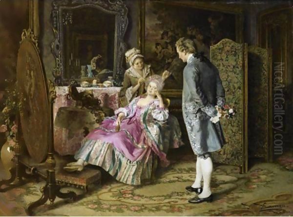 The Suitor Oil Painting by Johann Hamza