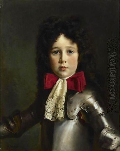 Portrait Of Louis-Rene-Antoine Alexandre De Gramont, Five Years Old, In Costume Oil Painting by Gustave Jean Jacquet