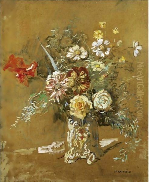 Bouquet Of Flowers Oil Painting by Jean-Francois Raffaelli