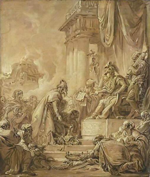 Le Pretre Joshuah Offrant Les Tresors Du Temple A Titus Oil Painting by Francois Boucher