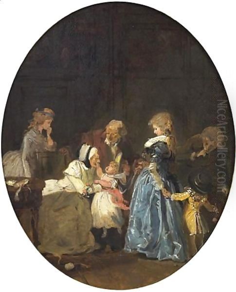 Scene Familiale Oil Painting by Philibert-Louis Debucourt