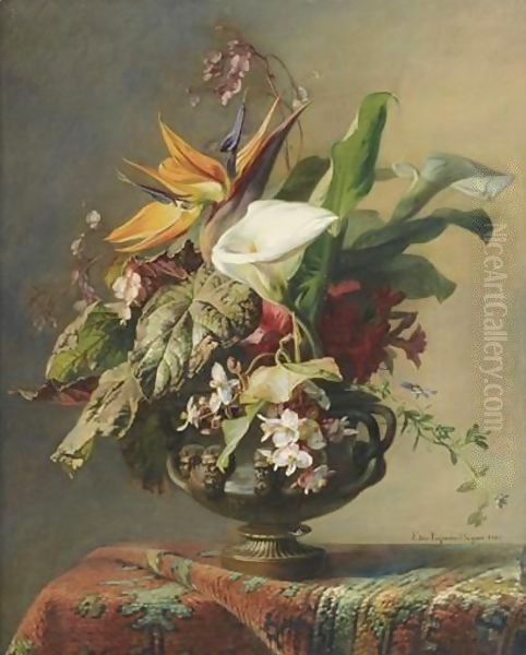 Vase De Fleurs Oil Painting by Elise Puyroche-Wagner