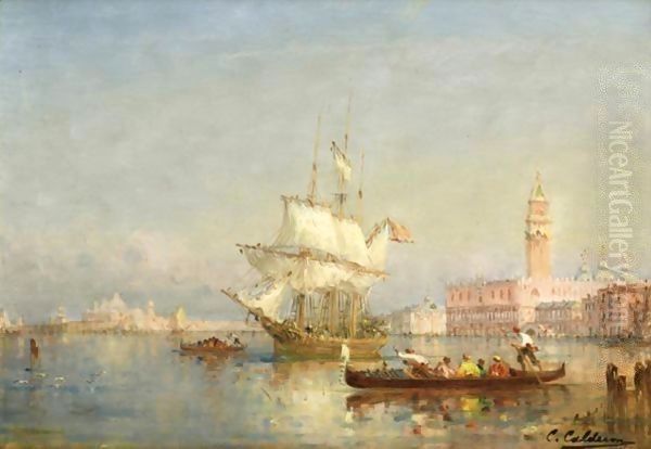 Vue De Venise Oil Painting by Charles Clement Calderon