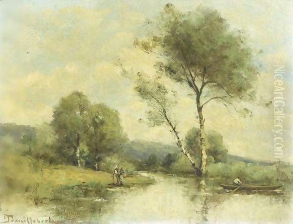 Bord De Riviere Oil Painting by Paul Trouillebert