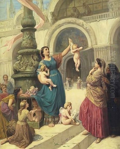 La Marchande D'Amours A Venise Oil Painting by Henri Pierre Picou