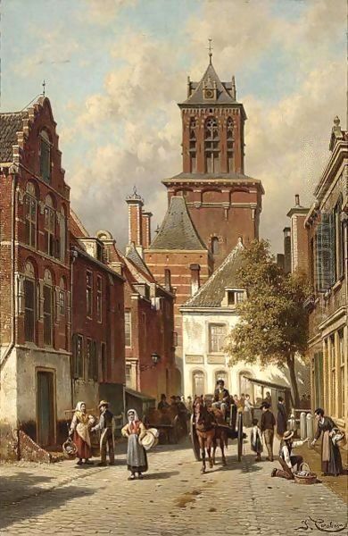 The Bird Market, Delft Oil Painting by Jacques Carabain