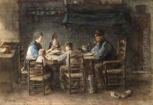 Het Middagmaal Oil Painting by Jozef Israels