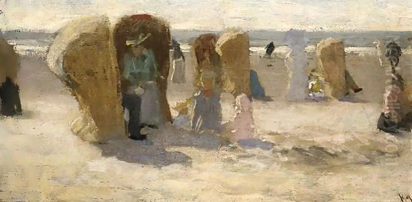 On Scheveningen Beach Oil Painting by Floris Arntzenius