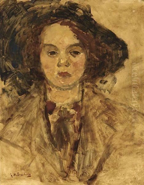 A Portrait Of A Lady Oil Painting by George Hendrik Breitner