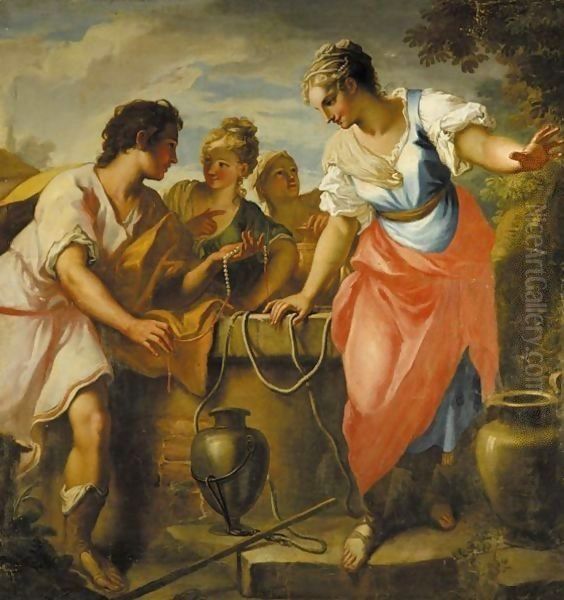 Rebecca At The Well Oil Painting by Nicolo Bambini