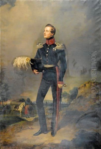 Portrait Of Georg V, King Of Hanover As Crown Prince (1819-1878) Oil Painting by Franz Kruger