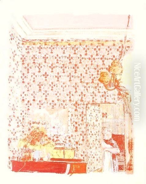 Interieur Aux Tentures Roses Oil Painting by Jean-Edouard Vuillard