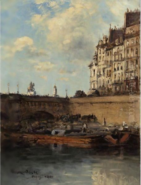 Paris, La Seine, Le Pont Neuf Oil Painting by Frank Myers Boggs