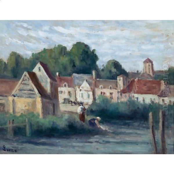 Bessy, Le Village Au Bord De L'Eau Oil Painting by Maximilien Luce