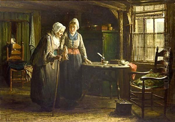 Grandmother's Visit Oil Painting by Hendrik Valkenburg