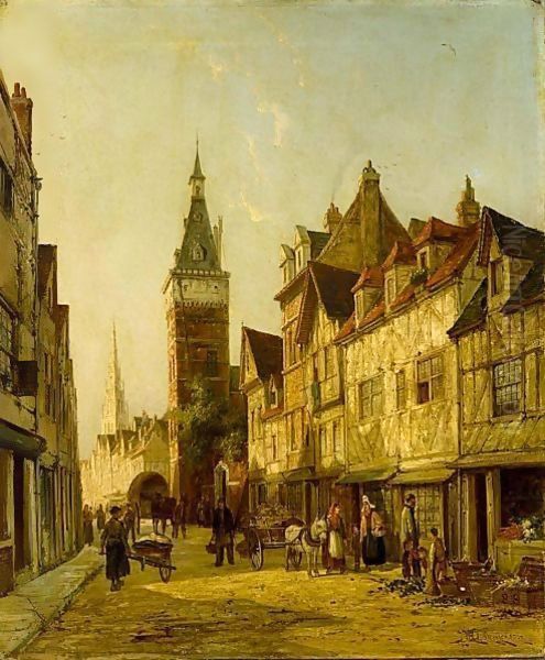 Rue Delle Cicogne, Dieppe Oil Painting by William Raymond Dommersen