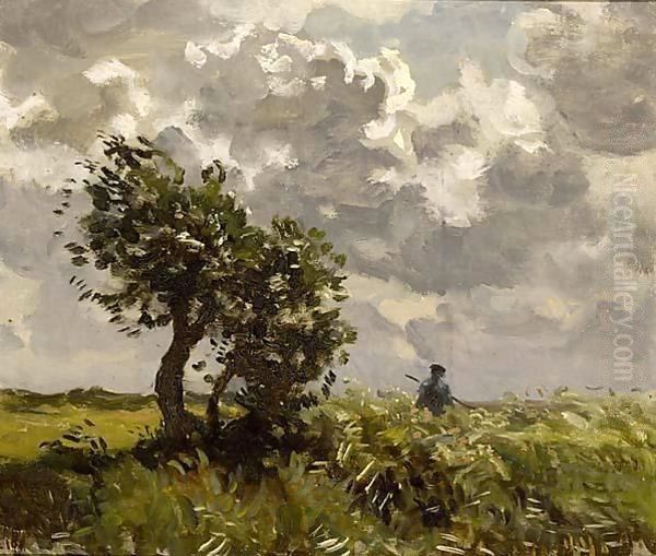 A Hunter In A Landscape Oil Painting by Willem Bastiaan Tholen