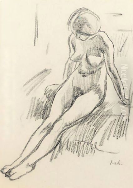 A Female Nude Oil Painting by Samuel John Peploe