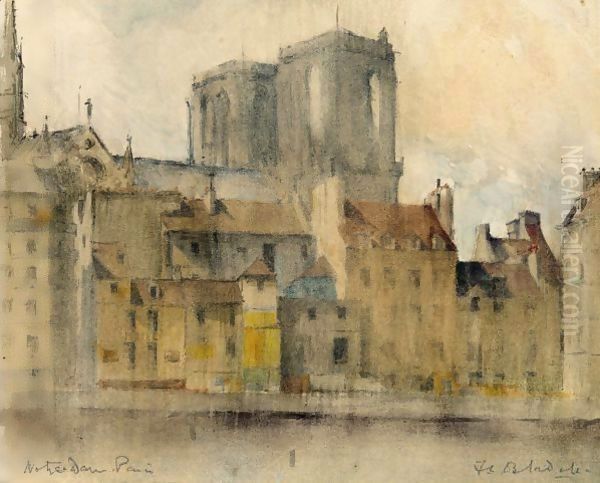 Notre Dame From The Seine, Paris Oil Painting by Francis Campbell Boileau Cadell