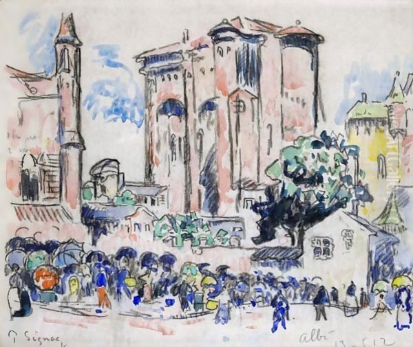 Place Animee A Albi Oil Painting by Paul Signac