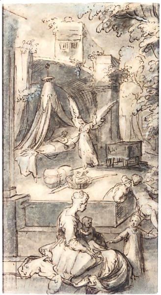 The Angel Appearing To Joseph In A Dream Oil Painting by Karel Van Mander